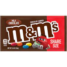 M&M MILK CHOCOLATE  SARE SIZE 3.14oz